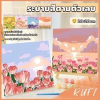 ราคา RUFI ระบายสีตามตัวเลข DIY ภาพวาดมือ สีน้ำมัน ความคิดจิตนาการจิตกรน้อย ตกแต่งสีอะคริลิก Oil painting (25373502104)