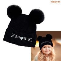 ราคา WIT แฟชั่นเด็กฤดูหนาว Bonnet เด็ก Kitty หมวกถักสบาย Headwear (58160715109)