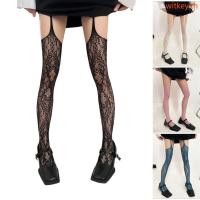 ราคา WIT ผู้หญิงดูผ่าน Fishent Pantyhose Suspender Tights Gothic ดอกไม้ลูกไม้รูปแบบ Garter เข็มขัดต้นขาถุงน่อง (56460703999)
