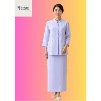 ราคา THORR เสื้อคอจีน สีขาว ผ้าลื่น โซล่อน AT พร้อส่ง (46461318293)