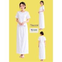 ราคา รัตนาภรณ์ ผ้าถุงเอวยาง กระโปรง สีขาวนวล พร้อมส่ง (45711303453)