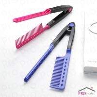 ราคา Prohome หวีหนีบผมตรง รูปตัว V แบบพกพา DIY 3สี แปรงหวีผมตรง hair straightening comb (21693324105)