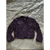 ราคา Used เสื้อครอป Zara แท้ เลื่อมสีม่วงเปิดหลัง ใส่ครั้งเดียว (41663701796)