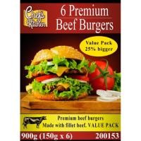 ราคา 6 Premium Beef Burgers 150gx6 900g เบอร์เกอร์เนื้อพรีเมียม150กรัม 6 ชิ้น 900กรัม (45708216956)