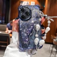 ราคา ปลอกสําหรับ Honor 400 Pro 200 สมาร์ท 600 Lite Glitter Liquid Quicksand ขาตั้งผีเสื้อเคสโทรศัพท์พร้อมโซ่มุก (50752863546)