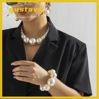 ราคา GUSTAVA ต่างหูสร้อยคอมุก อินเทรนด์งานแต่งงานสร้อยคอมุกใหญ่ เครื่องประดับผู้หญิงสร้อยข้อมือลูกปัดหญิง (58160891797)