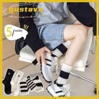 ราคา GUSTAVA ถุงเท้ายาวปานกลาง ผู้หญิงผู้ชายแฟชั่นถุงเท้ากีฬาผ้าฝ้าย ฤดูใบไม้ผลิฤดูร้อนถุงเท้าคู่ย้อนยุคสีดําสีขาวลายถุงเท้า (56410382437)
