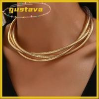 ราคา GUSTAVA สร้อยคองูดัดงอได้ เค้นคอแบบยืดหยุ่นโลหะผสมบิดได้ สร้อยข้อมือสีทองพังก์สีเงิน (54910773377)