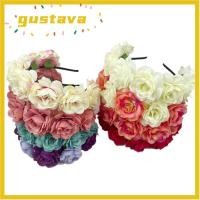 ราคา GUSTAVA Headpiece ดอกไม้กุหลาบ เทศกาลงานแต่งงาน Photo Props ที่คาดผมมงกุฎดอกไม้ อินเทรนด์ Bohemian Headwear สําหรับผู้หญิงสาว (52510891865)