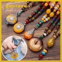ราคา GUSTAVA เนปาลสร้อยคอเทศกาลเครื่องประดับชาติพันธุ์ปาร์ตี้ Lucky Mala ลูกปัดไม้ (51460030264)
