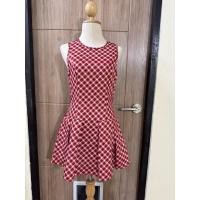ราคา เดรสลายสก็อต สีแดง คอกลม (52054741125)