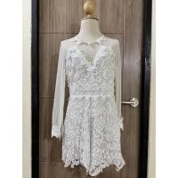 ราคา จั๊มสูทลูกไม้สีขาว ซิปหลัง (57205719960)