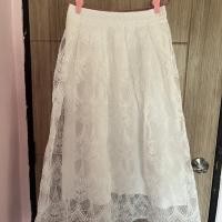ราคา กระโปรงยาวลูกไม้ สีขาว size L (46459590447)