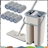 ราคา Super Floor 360 องศาหมุน Telescopic Handle Self Cleaning Flat Mop พร้อมแผ่น Microfiber และถังทําความสะอาด (56359371357)