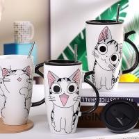 ราคา การ์ตูนน่ารักแมวถ้วยแก้วเซรามิคพร้อมฝาปิด ถ้วยน้ําความจุขนาดใหญ่ถ้วยกาแฟคู่นมถ้วยอาหารเช้าฟางการ์ตูนแมวถ้วยแก้วเซรามิคพร้อมฝาปิด20260504 (52559904988)