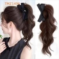 ราคา TMZ1496 โบว์หยักหยิกผมหางม้า สไตล์เกาหลีสังเคราะห์ยาวกรงเล็บคลิปวิกผม หรูหราธรรมชาติปลอมปุยผมหางม้าชิ้นผมทุกวัน (44511507907)