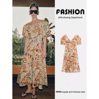 ราคา ชุดเดรสแขนสั้นสไตล์วีคอล พิมพ์ลายสวยงาม ดีไซน์พองพอง สำหรับผู้หญิง (49158437644)
