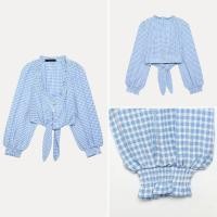 ราคา เสื้อเชิ้ตแขนยาวลายสก๊อตสีน้ำเงินและขาว ดีไซน์ใหม่จากZARA (47208710032)