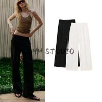 ราคา ซาร์ สินค้าใหม่เสื้อผ้าผู้หญิงสไตล์พร็อพยาวตรงเอวสูงสบายๆกางเกงจีบหลวม 2173608 (45611835388)