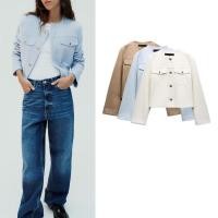 ราคา ZARA ฤดูใบไม้ผลิ สไตล์ใหม่ยุโรป อเมริกัน ลำลอง คอกลมแขนยาว เสื้อแจ็คเก็ตสั้นนุ่ม 3046038 (44303351165)