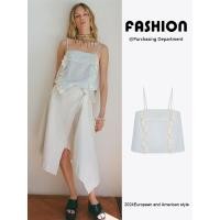ราคา ZARA 2025 Summer สินค้าใหม่ผู้หญิงแขนกุด All Match Straight Neckline ปักสลิงด้านบน 5107002 400 (40908283530)
