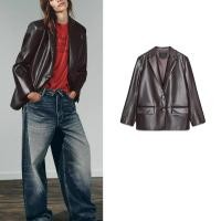 ราคา ZARA บลาเซอร์ทรงตรงลายหนังสำหรับผู้หญิง แขนยาว พร้อมสวมได้ทุกลุค ฤดูใบไม้ร่วง (40317550795)