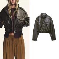 ราคา แจ็คเก็ตPUหนังZARA ฤดูใบไม้ร่วง2025 สไตล์ยืนคอเสื้อแขนยาวสำหรับผู้หญิง (40167232306)