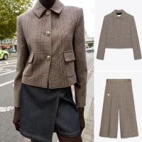 ราคา เสื้อแจ็กเก็ตสั้นลายhoundstooth Zara และชุดลำลองกางเกงขาสั้นพร้อมเข็มขัด (29941421565)