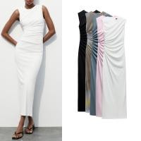 ราคา Zhaolin 2025 ฤดูร้อนสไตล์ใหม่รอบคอแขนกุดจีบภาษาฝรั่งเศสคํายืด Slim fit Dress 8312478 (28778318683)