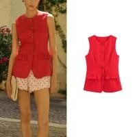 ราคา Zara Womens Spring New Style Slim fit Classy Mid Length Red Vest Vest Vest Vest (29781075646)
