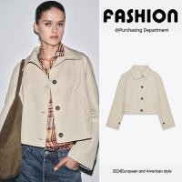 ราคา ZARA 2025 ฤดูใบไม้ร่วงสินค้าใหม่ผู้หญิงแฟชั่น All Match สบายเสื้อแขนยาวเสื้อกันลมสั้น 3833245 710 (26090548956)