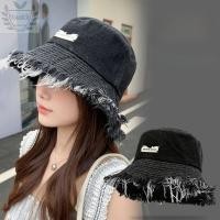 ราคา YUUKI หมวกบักเก็ต Denim Blue Raw Edge Washed Denim Hat พู่ขอบ Casual Sun Hat Spring Season (47510207379)