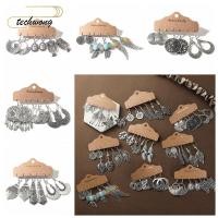 ราคา TECHWONG 3 คู่เรขาคณิต Drop Dangle เงินโบราณแฟชั่นปีก Leaf (57409209249)