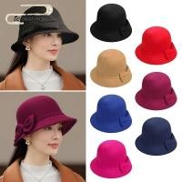 ราคา TECHWONG ผู้หญิง Vintage Retro หมวกแฟชั่น Brim Bowler Fedora หมวก Elegant Wool Felt Bucket หมวก (56309036102)
