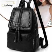 ราคา TECHWONG Daily Bag คุณภาพสูง Casual PU Leather School Back Pack (56159045563)