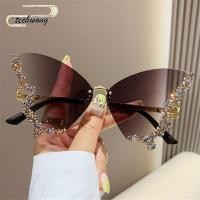 ราคา TECHWONG แว่นกันแดดผีเสื้อ Luxury Y2K แว่นตาขนาดใหญ่สุภาพสตรี Shades (55958768935)