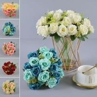 ราคา เซโอ ดอกโบตั๋นดอกไม้ปลอม 31เซนติเมตร6สีช่อกุหลาบประดิษฐ์ สมจริง10หัวผ้าไหมดอกไม้ประดิษฐ์ตกแต่งงานแต่งงานดอกไม (50161826889)