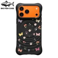 ราคา เคสไอโฟน ซิลิโคนสีดำ แม่เหล็ก ลายดอกไม้และผีเสื้อพาสเทล มุมหนา กันกระแทก สำหรับ iPhone 17 16 15 14 13 12 11 Pro Max Plus (50111390904)