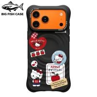 ราคา เคสไอโฟน ซิลิโคนสีดำ แม่เหล็ก ลายการ์ตูนคิตตี้และผลแอปเปิลสีแดงบนพื้นดำ ขอบคลื่นหนา 4 มุมกันตก สำหรับ iphone17 16 15 14 (45111742771)