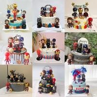 ราคา 6 ชิ้น ล็อต Avengers วันเกิดเค้กตกแต่ง Avengers พลาสติก Spiderman Superhero Iron Man กัปตันอเมริกาตกแต่ง (17966965131)