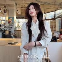 ราคา เสื้อแขนยาวสไตล์เกาหลีสำหรับผู้หญิง ดีไซน์ลายดอกไม้สีขาว ใส่สบาย (57604461432)