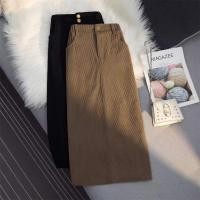 ราคา กระโปรงยาวมิดิสไตล์เกาหลี เอวสูงทำจากผ้าลูกฟูกบาง สำหรับผู้หญิง (45050990082)