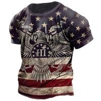 ราคา เสื้อยืดคอกลม แขนสั้น พิมพ์ลายธงอเมริกัน ตัวอักษร สไตล์วินเทจ แฟชั่นฤดูร้อน สําหรับผู้ชาย (19484992964)