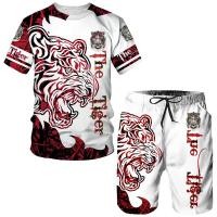 ราคา เสื้อยืดลําลอง คอกลม แขนสั้น พิมพ์ลายเสือ 3D กางเกงขาสั้น เหมาะกับฤดูร้อน สําหรับผู้ชาย ผู้หญิง สองชิ้น (20951246393)