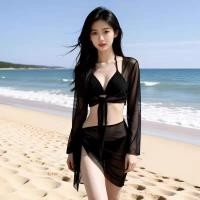 ราคา Gwenny S M L High End Sheer ตาข่ายแขนยาว Sun Protection Cover Up Dress บิกินี่ชุดว่ายน้ําผู้หญิง (53111389368)