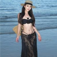 ราคา บิกินี่และชุดว่ายน้ำสีดำสุดเซ็กซี่ แบบ bandeau กับ maxi ลายดอกไม้และลูกไม้ ไซส์ 다양 S M L (52109380037)