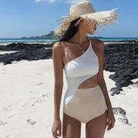 ราคา Gwenny M XL ฤดูร้อนหนึ่งไหล่แน่นเอว Hollow Out เอวสูงกระชับสัดส่วน Conservative Hot Spring Vacation ชุดว่ายน้ําผู้หญิง (49159911189)