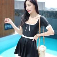 ราคา Gwenny M XL สไตล์เกาหลีเซ็กซี่ Backless บล็อกสีแขนสั้นชุดว่ายน้ํา Conservative Slim Fit Vacation ชุดว่ายน้ําสตรี (46709945833)