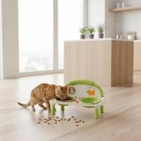 ราคา คอป้องกันสูงชามอาหารแมวลื่นคู่ชามสัตว์เลี้ยงเซรามิกทําความสะอาดง่ายสําหรับแมว สุนัขขนาดเล็ก (52408911774)