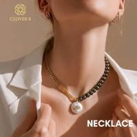 ราคา สร้อยไข่มุก ทรงมันฝรั่ง ไข่มุกสีดำ ไซส์ 8 mm มุกแท้100 มุกน้ำจืด Clover8jewelry (56009419570)